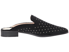Shellys London Fantasia Black Velvet Pointed Toe Flat Mule Stud Quilted Slides