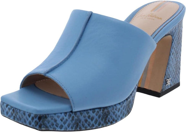 Sam Edelman Wilton True Blue Block Heeled Slip On Squared Open Toe Mules