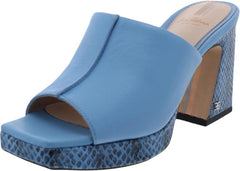 Sam Edelman Wilton True Blue Block Heeled Slip On Squared Open Toe Mules