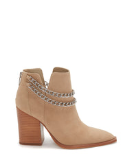 Vince Camuto Gallzy Tortilla Nude Leather Pointed toe Double Chain Ankle Booties