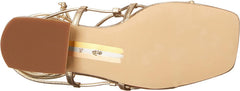 Sam Edelman Daffy Gold Leaf/Soft Silver Tie Up Squared Open Toe Heeled Sandals