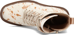 Sam Edelman Lue Natural/Ivory Chunky Heel Rounded Toe Lace Up Ankle Combat Boots