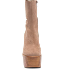 Jeffrey Campbell Mexique-3 Taupe Suede Platform Block Heel Ankle Retro Bootie