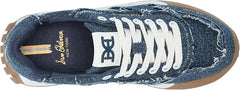 Sam Edelman Layla Blue Multi Fray Green Lace Up Low Top Chunky Heeled Sneakers