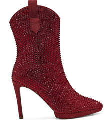 Jessica Simpson Vianne Stiletto Crystal Embellishment Ankle Booties Intense Red