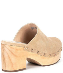 Steve Madden Brooklyn-1 Taupe Suede Fashion Embellished Platform Rhinestone Clog