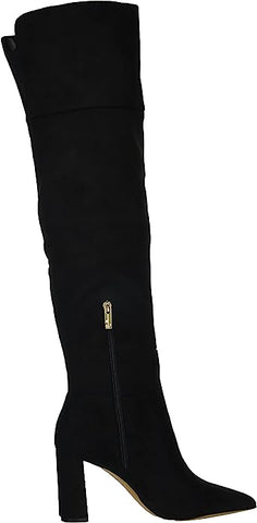 Jessica Simpson Akemi Black Faux Suede Knee High Side Zipper Block Heel Boots