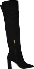 Jessica Simpson Akemi Black Faux Suede Knee High Side Zipper Block Heel Boots