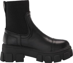Circus by Sam Edelman Davina Black Pull On Elastic Panel Round Toe Mid Calf Boot