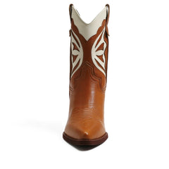 Sam Edelman Wynne Deep Saddle Leather Pull On Pointed Toe Western Ankle Boots