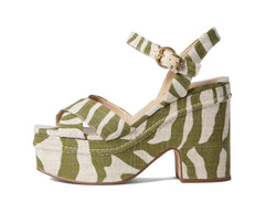 Sam Edelman Trianna Green Square Open Toe Block Heel Ankle Strap Heeled Sandal