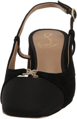 Sam Edelman Tarra Black Suede Almond Toe Block Heel Slingback Heeled Sandals