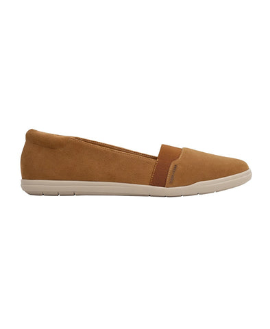 Easy Spirit Bounce Round Toe Medium Brown Suede Slip On Ultra Light Ballet Flats