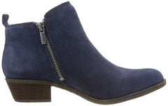 Lucky Brand Women's Basel Bright Blue Navy Suede Low Cut Ankle Booties