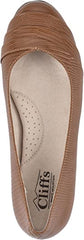 Cliffs By White Mountain Clara Tan/Es-print Slip-On Rounded Toe Ballet Flats