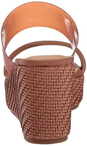 Lucky Brand Brindia Latte Sumac Strappy Slip On Platform Wedge Fashion Sandals