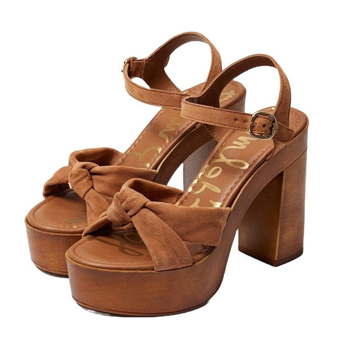 Sam Edelman Trista Saddle Open Toe Buckle Strap Knot Detail Platform Heel Sandal