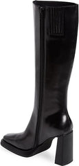 Jeffrey Campbell MAXIMAL-2 Black Leather Square-Toe Platform Retro Boot