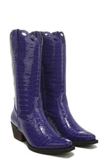 Circus by Sam Edelman Jill Sour Grape Croc Embossed Mid-Calf Western Boots