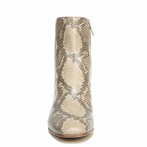 Sam Edelman Regaen Wheat Nude Multi Snake Square Toe Leather Heeled Booties