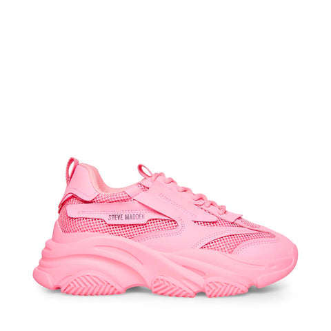 Steve Madden POSSESSION Lace Up  Boyfriend Chunky Platform Sneakers HOT PINK