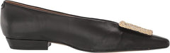 Sam Edelman Janina Black Leather Slip On Pointed Toe Buckle Detailed Flats Shoes