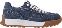 Sam Edelman Layla Blue Multi Fray Green Lace Up Low Top Chunky Heeled Sneakers