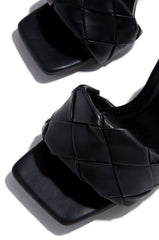 Luxemoda Worth The Wait Open Square Toe Slip-ON Chunky Heeled Mule Pump Sandals