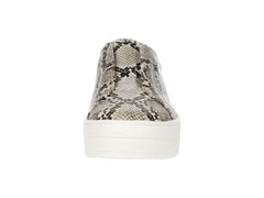 JSlides Women's HEIDI Slip-On Round toe Platform Sneaker BEIGE/BLK EMB