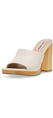 Steve Madden Josette Bone Leather Block Heel Slip On Pointed Open Toe Mules
