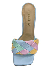Luxemoda Worth The Wait Multi Open Square Toe Slip-ON Chunky Heeled Mule Pump Sandals