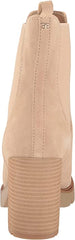 Sam Edelman Rollins Sesame Stacked Block Heel Pull On Almond Toe Ankle Boots