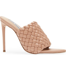 Steve Madden Fateful Tan Nude Leather Pointed Open Toe High Heel Mule Sandals