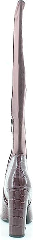 Circus By Sam Edelman Clarimont Burgundy Croc Print Side Zip Knee High Heel Boots