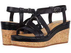 Lucky Brand Batikah Wedge Sandal Black Leather Platform Open Toe Sandals (10)