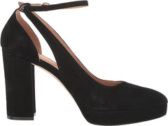 Cole Haan Remi Platform Black Suede Ankle Strap Pointed Toe Block Heeled Pumps