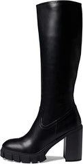 Nine West Kani3 Black3 Chunky Stacked Block Heeled Knee High Fashion Boots