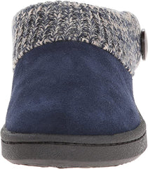 Clarks Navy Knitted Slip On Rounded Toe Furry Collar Spring Clog Mules