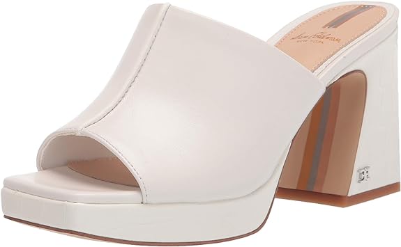 Sam Edelman Wilton Bright White Block Heeled Slip On Squared Open Toe Mules