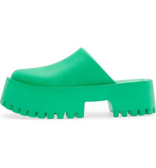 Jeffrey Campbell Clogge Green Fashion Slip On Slide Chunky Platform Mule Sandals
