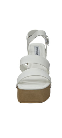 Steve Madden Gain White Fashion Ankle Strap Platform Block High Heeled Sandals