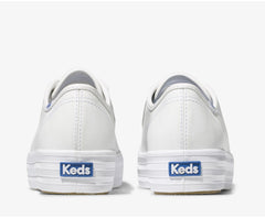 Keds Triple Kick Leather Platform Lace Up Sneakers WHITE