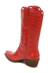 Circus by Sam Edelman Jill Poppy Haze Croc Embossed Mid-Calf Western Boots