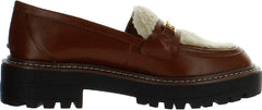 Sam Edelman Laurs Mocha Leather Rounded Toe Slip On Chunky Heel Classic Loafers
