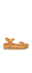 Steve Madden Malden Cognac Leather Fashion Ankle Strap Platform Wedge Sandals