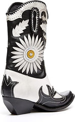 Jeffrey Campbell Texarkana Black Blue Combo Pull On Pointed Toe Mid-Calf Boots