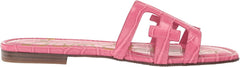 Sam Edelman Bay Carmine Rose Rounded Toe Slip On Leather Strap Flat Slide Sandal