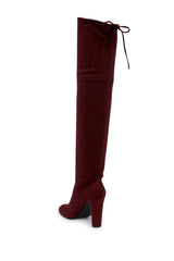 Charles David Sycamore Merlot Burgundy Suede Block Heel Over-The-Knee Boots