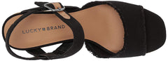 Lucky Brand Mindra Black Open Toe Platform Summer Espadrille Wedge Sandals (8, Black)