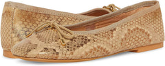 Steve Madden Blossoms Gold Snake Slip On Pointed Toe Bow Detail Ballet Flats